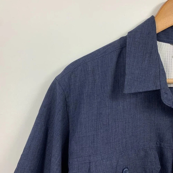 Orvis Men's Classic Collection Blue Heather‎ Button Up Short Sleeve Shirt Size L - Picture 3 of 13
